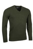 Lambswool V-neck in Seaweed Green