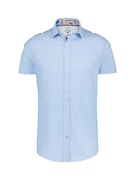 Short-sleeved Linen shirt in Light Blue