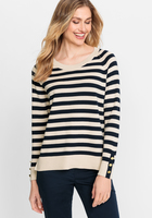 Olsen Long-sleeved Pullover in Ink & Putty Stripe