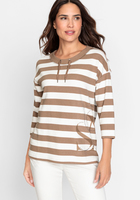 Olsen Long-sleeved Sweatshirt in Nougat Stripes